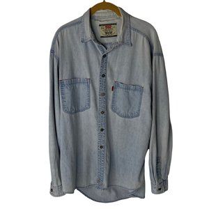 Levi’s Vintage Light Washed Denim Men's Button Down Long Sleeve Shirt Distressed